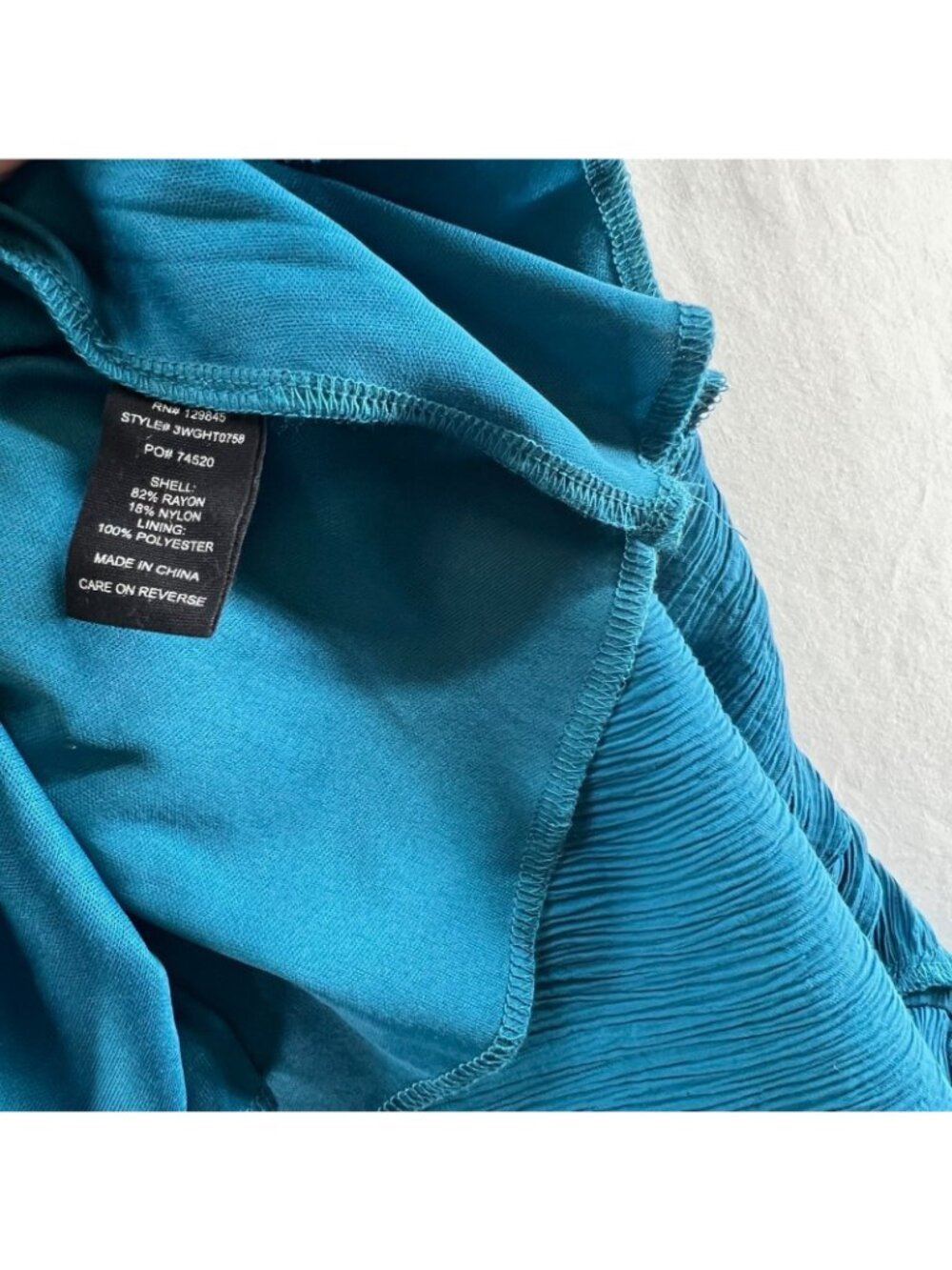 Max + Ash Crinkle Gauze Tiered Maxi Dress Womens S Smocked Puff Sleeve Teal Blue - Picture 14 of 14